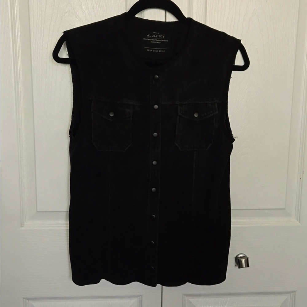 AllSaints Black Button-Up Vest
